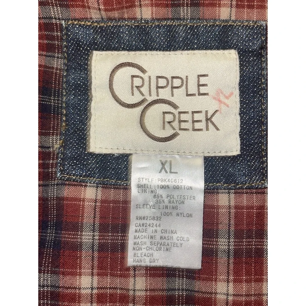 CRIPPLE CREEK Youth PBR 8 Second Ride Lined Denim Jacket Size‎ XL